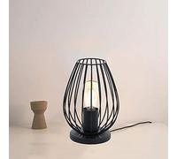 Mengjay Trade Lampada da tavolo Vintage Stile Gabbia in Ferro, Lampada da Scrivania Industriale con Cavo, E27 Illuminazione Decorativa, Luce Notturna per Soggiorno Camera da Letto Ufficio (A)