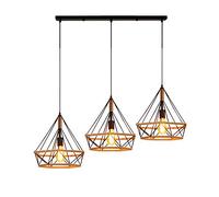 Mengjay Trade Lampadario a Sospensione E27 Industriale Vintage 3 Luci Lampada da Soffitto Corda di Canapa Retro Illuminazione Nero interna per Cucina Salotto