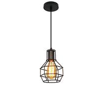 Mengjay Trade Lampadario a Sospensione Vintage Industriale E27 Plafoniera Retro in Metallo gabbia Lampada da soffitto per Cucina Salotto caffè bar(Nero)