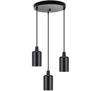 Mengjay Trade lampadario industriale a soffitto lampadario vintage retrò antico lampada a sospensione ， con presa E27 e cavo in tessuto lampada da soffitto nera senza lampadine (Stile B-25cm)