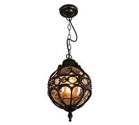 Mengjay Trade Lampade a sospensione vintage Plafoniere da esterno impermeabili Lampade a sospensione in alluminio industriale in vetro per portico, corridoio, villa, interno,impermeabili, E27,Noir
