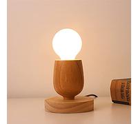 Mengjay Trade Portalampada E27 in legno lampada da tavolo Edison presa EU standard illuminazione decorativa per ufficio, casa, bar, ristorante Leggi la luce notturna leggera. (Stile D.)