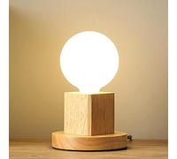 Mengjay Trade Portalampada E27 in legno quadrato lampada da tavolo Edison presa EU standard illuminazione decorativa,Lampada da Tavolo Notturna per ufficio, casa, bar, ristorante(Nessuna lampadina)
