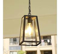Mengjay Trade Vintage Lampadari Per Esterni/Interni E27 Nero Impermeabile Pendant Light Paralume In metallo In Vetro Corridoio Balcone Gazebo Illuminazione