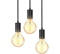 Mengjay Trade Vintage Nero Lampada a sospensione Lampadario a 3 Luci con Attacco E27 Lampadina Non Inclusa Semplicità Ferro Lampada da soffitto per Soggiorno Camera da letto Ristorante (B)