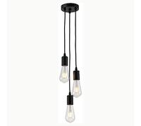 Mengjay Trade Vintage Nero Lampada a sospensione Lampadario a 3 Luci con Attacco E27 Lampadina Non Inclusa Semplicità Ferro Lampada da soffitto per Soggiorno Camera da letto Ristorante (A)