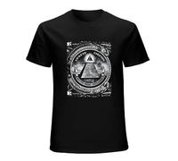 MENGJI Men's T-Shirt all Seeing Eye Illuminati Dollar Bill Black S