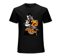 MENGJI Men's T-Shirt Steven Seagal Black L