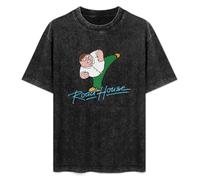 MENGJI T-Shirt Unisex Retro Peter Griffin Road House Cotton Round Neck Black L