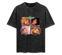 MENGJI T-Shirt Unisex Retro Poison Band Look What The Cat Dragged in Cotton Round Neck Black XL