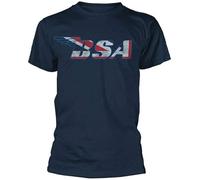 MENGJI Trendy T-Shirt BSA Motorcycles 'Flag Mask' (Blue) Black XL