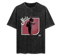MENGJI Unisex T-Shirt Vintage YOLA Walk Through Fire 100% Cotton Round Neck Black L