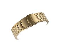 MENGKE 18mm 20mm 22mm 24mm acciaio inox curvato fine orologio band da uomo donne metallo solido doppio serratura cinturino cinturino cinturino accessori(Gold,22mm)