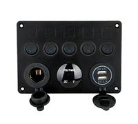 MENGKE 5 set di interruttore a levetta on-off Pannello di controllo Voltmeter Dual Dual USB Pannello combinato con protezione da fusibile in forma for auto Marine RV TRU