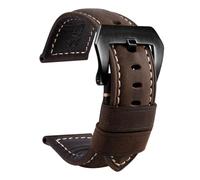 MENGKE Cinturini In Pelle Compatibili Con Panerai PAM441 386 Accessori For Orologi Cinturino Da Uomo 20mm 22mm 24mm 26mm Cinturini For Orologi Bracciale Di Ricambio In Pelle Bovina(02-Dark brown black