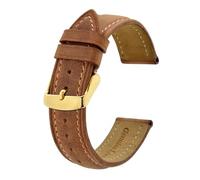 MENGKE Cinturino For Orologio 14mm 15mm 19mm 20mm 22mm 23mm 24mm Cinturini For Orologi In Pelle Crazy Horse Cintura Di Ricambio Vintage Fibbia In Oro(Light Brown,24mm)