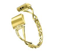 MENGKE Fashion Diamond Stalps Adatta for Fitbit Caricamento 2 Smart Watch Band Bling Bracciale Bracciale Braccialetto Braccialetto Adatta for caricare 2 Accessori for orologio(Gold)