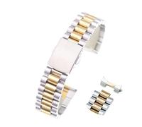 MENGKEG 18mm 20mm 22mm Cinturino In Acciaio Inossidabile Curvo Con Estremità Dritta Compatibile Con Orologio SKX Citiz(2 Tone gold curved S,18mm)