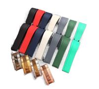 MENGKEG 20 21mm Nero Blu Verde Rosso Bianco Grigio Cinturino In Gomma Siliconica Compatibile Con Il Ruolo Daytona Submariner GMT(20mm Blue,Without buckle)