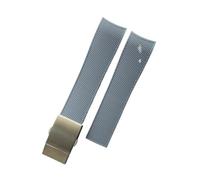 MENGKEG 21MM Nero Blu Grigio Verde Gomma Cinturino In Silicone Cinturino Compatibile Con Longines Conquest HydroConquest L3 Accessori(LightGray with clasp)