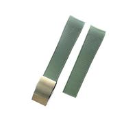 MENGKEG 21MM Nero Blu Grigio Verde Gomma Cinturino In Silicone Cinturino Compatibile Con Longines Conquest HydroConquest L3 Accessori(Green with clasp)