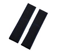 MENGKEG 22mm 24mm Cinturino In Morbida Gomma Di Nylon Accessori For Cinturini Compatibili Con Cinturino Breitling(Black Blue Side,24MM WITH LOGO_SILVER BUCKLE)