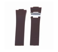 MENGKEG 25mm * 12mm Cinturino In Siliconica Impermeabile Compatibile Con Cinturino For Orologio Ulysse Nardin(Brown and metal,Without buckle)