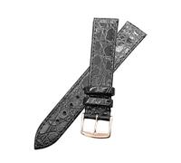 MENGKEG Cinturini Di Ricambio 13mm 18mm 20mm Compatibili Con Cinturino In Vera Pelle Longines Cinturini For Orologi Da 18 Mm For Chiusura Bracciale Uomo Donna(Black rosegold clasp,18mm)