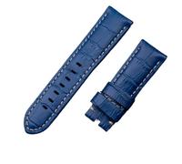 MENGKEG Cinturino In Pelle Di Bambù Di Vitello Italia 22mm 24mm 26mm Compatibile Con Cinturino Panerai Con Fibbia PAM441/111/386 Accessori(Light Blue Beige,26MM PAM_MATT SILVER BUCKLE)