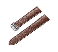 MENGKEG Compatibile Con Cartier Tank Litchi Grain Soft Leather Strap Da Uomo Accessori For Orologi Da Donna Con Fibbia Pieghevole(Dark brown,18mm)