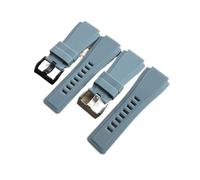 MENGKEG New Stock 34 * 24mm Nero Grigio Bocca Convessa Cinturino In Gomma Siliconica Cinturino Liscio Impermeabile Compatibile Con Bell&Ross BR01 BR02 Orologio Logo(Gray,Silver buckle)