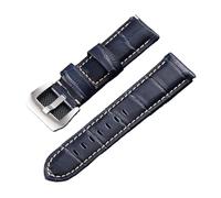 MENGKEG Nuovo Design Versione Cinturino For Orologio Da Uomo Classico 20 22 24 26mm Compatibile Con Cinturino Panerai(Blue-Silvery Buckle,22mm)