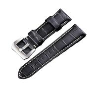 MENGKEG Nuovo Design Versione Cinturino For Orologio Da Uomo Classico 20 22 24 26mm Compatibile Con Cinturino Panerai(Black-Silvery Buckle,22mm)