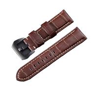 MENGKEG Nuovo Design Versione Cinturino For Orologio Da Uomo Classico 20 22 24 26mm Compatibile Con Cinturino Panerai(Brown-Black Buckle,24mm)