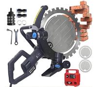 menglanchang Troncatrice Circolare per Calcestruzzo - Sega per Cemento Portatile da 4500W 16,14 Pollici | profondità di Taglio 31cm/2 Lame/Ruote, per Cantieri, Fondamenta E Muri in Mattoni Rossi