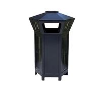 MENGLI-2024 Bidone della Spazzatura Cestino for rifiuti di Forma Geometrica con Coperchio, Cestino for rifiuti in Metallo Traforato for Aree pubbliche di Strade e piazze(Nero)