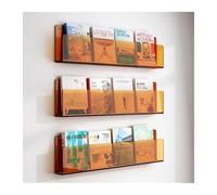 MENGLI-2024 Libreria Scaffale for libri illustrati da 3 pezzi, scaffale for riviste in acrilico senza perforazione, for esposizione con decorazioni murali, for a parete(Orange,60cm)