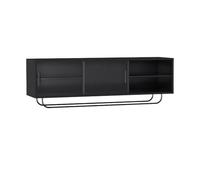 MENGLI-2024 Libreria Scaffale organizer a parete, pannello artificiale con armadio portaoggetti porta scorrevole in plastica, for espositore da cucina for ufficio e casa (nero) (L120xW28xH35 cm)