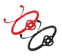 MENGLINA Braccialetti da donna e da uomo, fatti a mano, con nodo cinese, nodo cinese, corda nera e rossa, braccialetto Feng Shui, braccialetto portafortuna per amicizia e amore, Nylon, non noto