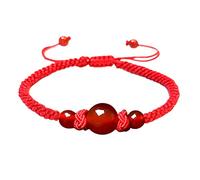 MENGLINA Uomini Donne Intrecciato A Mano Nodo Cinese Corda Regolabile Coppia Bracciali Naturali Pietra Agata Rossa Nera Perline Sfere Intrecciate Fatti A Mano Feng Shui Braccialetto Amanti Gioielli