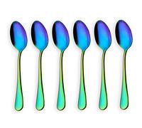 Mengmen Cucchiaini da tè color arcobaleno, set di 6 cucchiaini da caffè, mini cucchiaini per torte, in acciaio , colore: arcobaleno