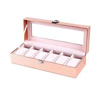 Mengmen Custodia speciale per le donne Femminile Ragazza Orologi da Polso Scatola di Immagazzinaggio Raccogliere Rosa Pu 6 Griglie Moda Governo , Oro rosa, 6 Grids