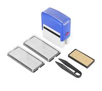 Mengmen Set di timbri autoinchiostranti personalizzati fai da te nome aziendale numero indirizzo stampa timbro in gomma con kit pinzette blu