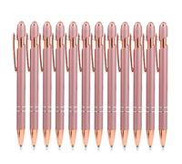 MengRan Penne a sfera a punta media, con punta stilo, inchiostro nero, per touch screen (12 pezzi, oro rosa)