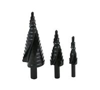 Mengshen HSS Punte a Gradini Set 3 Pezzi 4-12mm / 4-20mm / 4-32mm, Nitruro Spiral Flute Triangle Handle Trapano Pagoda per Acciaio al Carbonio, lamiera, Pannelli isolanti, Pannelli in PVC, Tavole