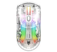 Mengshen Mouse da gioco senza fili trasparente, mouse ricaricabile con 5 livelli di DPI retroilluminato colorato clic silenzioso ergonomico per PC Computer Gaming Gamer Office (bianco)
