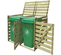 Mengtu Copribidone Doppio per Spazzatura 240 L in Legno Impregnato