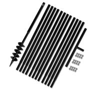 Mengtu Trapano da Terra Manuale in Acciaio, con Manico e 12 prolunghe da 1m, Tripla Spirale da 100mm, per Foratura, aerazione e mescolatura