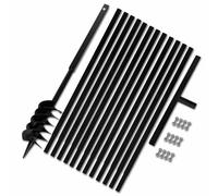 Mengtu Trapano da Terra Manuale in Acciaio, con Manico e 12 prolunghe da 1m, Tripla Spirale da 120mm, per Foratura, aerazione e mescolatura