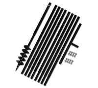 Mengtu Trapano da Terra Manuale in Acciaio, con Manico e 8 prolunghe da 1m, Tripla Spirale da 100mm, per Foratura, aerazione e mescolatura